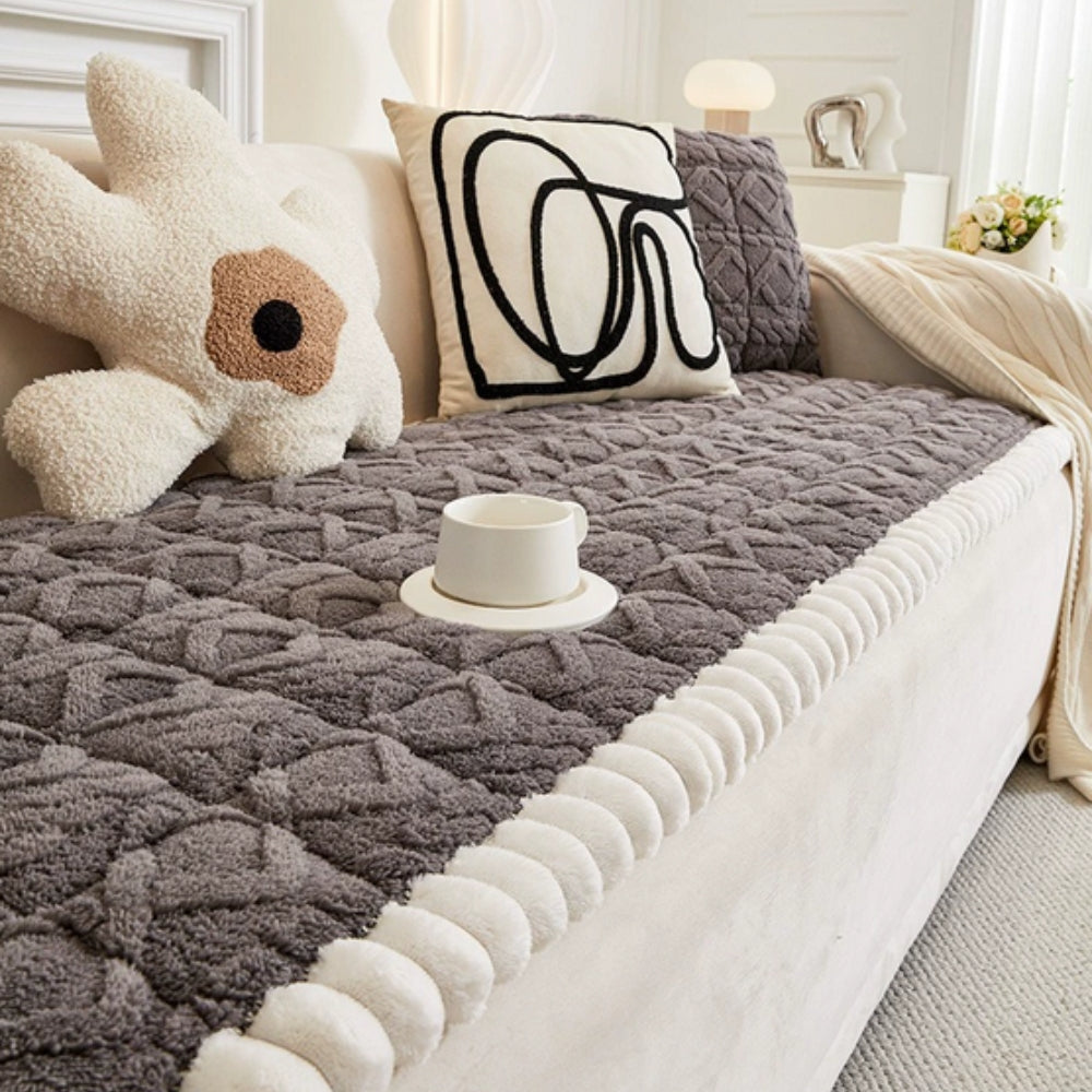 Plush Sherpa Sofa Cover-Covers & Textiles > Sofa Covers-casanuva-Slate Gray-27.6"x59"-casanuva