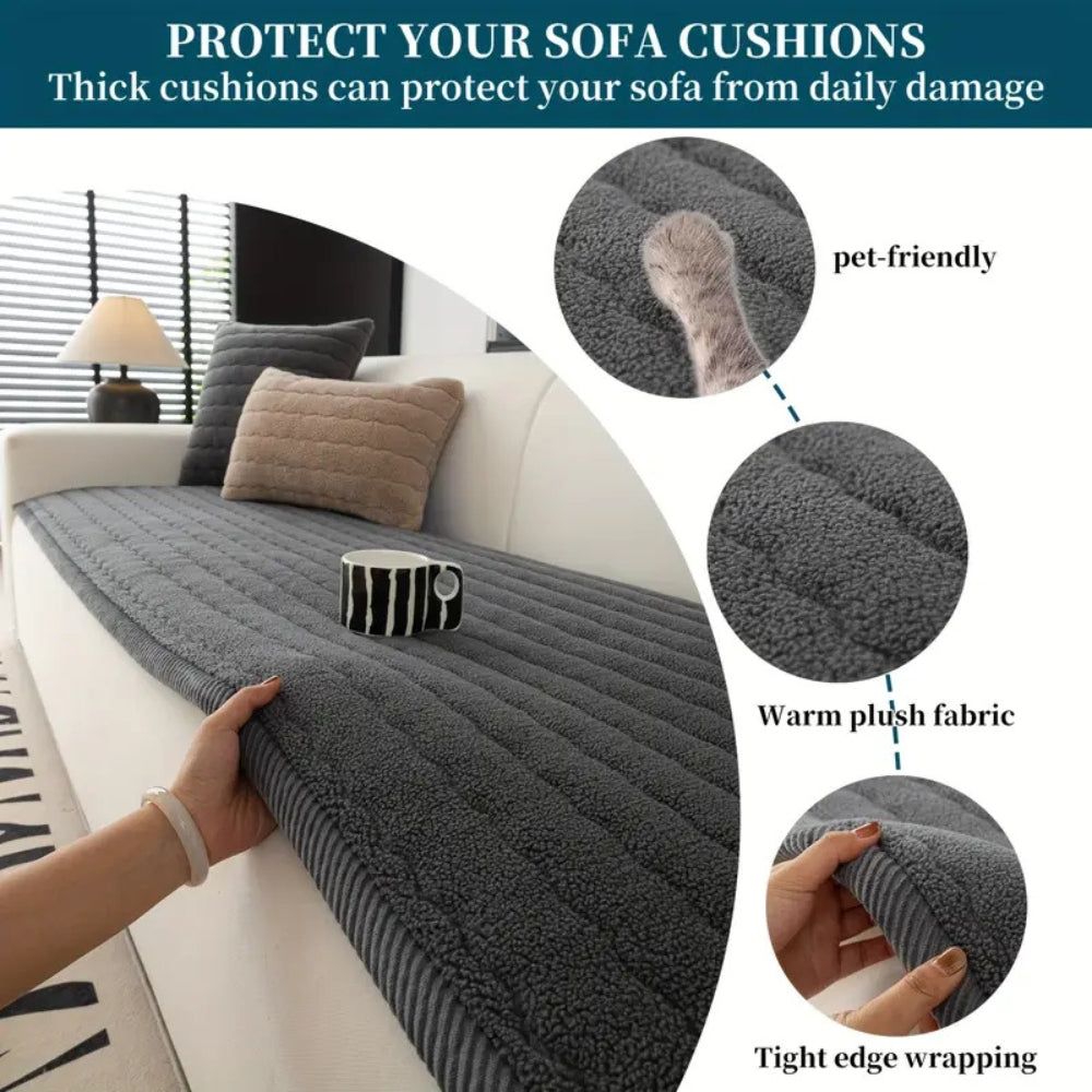 Plush Sofa Cover Thick Fabric-Covers & Textiles > Sofa Covers-casanuva-casanuva