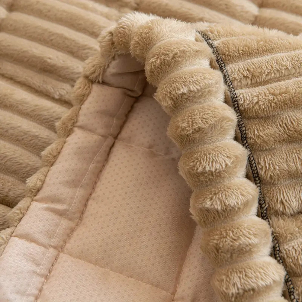 Plush Sofa Cover with Pleated Edges-Covers & Textiles > Sofa Covers-casanuva-casanuva