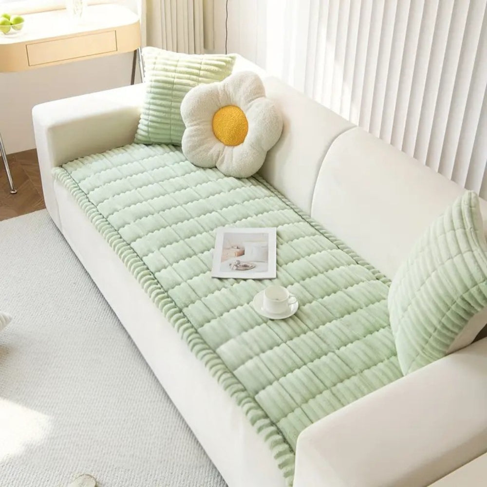 Plush Sofa Cover with Pleated Edges-Covers & Textiles > Sofa Covers-casanuva-casanuva