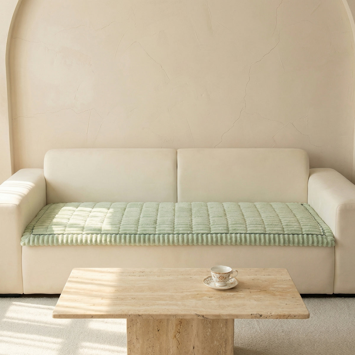 Plush Sofa Cover with Pleated Edges-Covers & Textiles > Sofa Covers-casanuva-casanuva