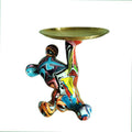 Polyresin Bear Figurine with Round Tray Tabletop Decor-Home Decor > Figurines-casanuva-Multicolour-W 19cm-casanuva