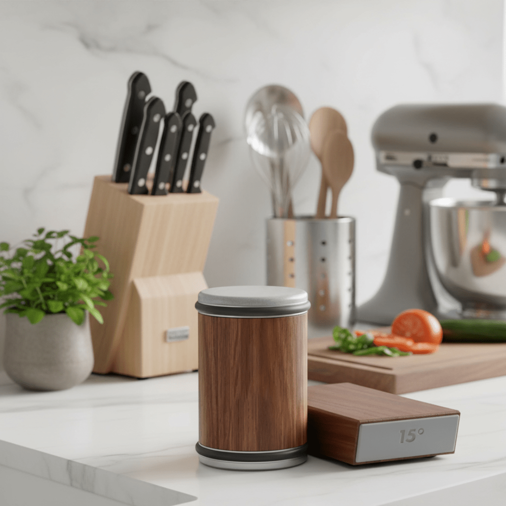 Professional Knife Sharpener with Diamond Roller-Kitchen & Dining > Cooking Utensils-casanuva-Brown-casanuva