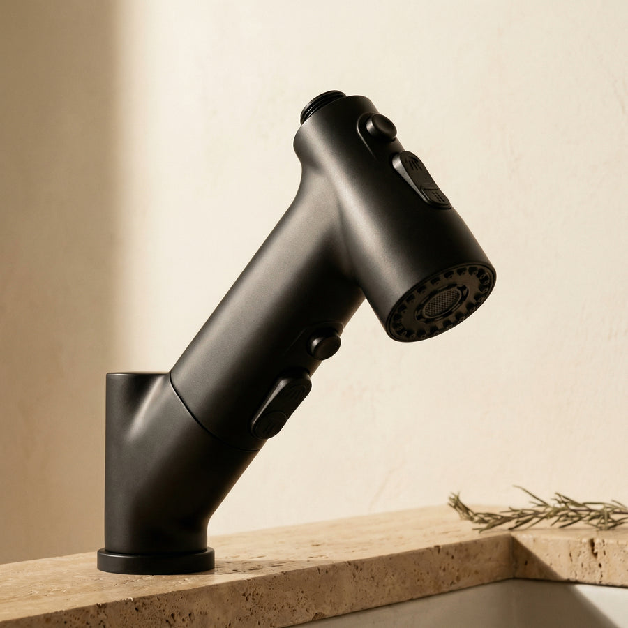 Pull-out kitchen faucet black 360° swivel water-saving feature-Kitchen & Dining > Kitchen Faucets-casanuva-casanuva