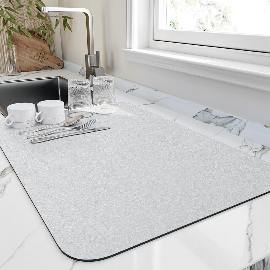 Quick Dry Absorbent Kitchen Dish Mat-Kitchen & Dining > Kitchen Mats-casanuva-White-Small (16"x20")-casanuva