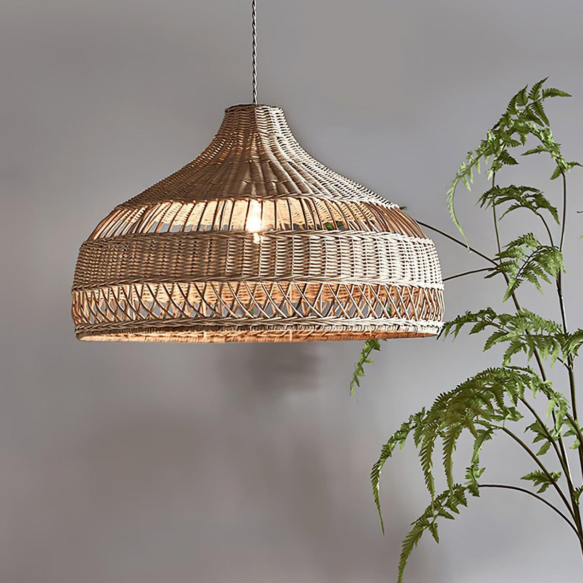 Rattan Dome Pendant Light-Lighting > Pendant Lights-casanuva-casanuva