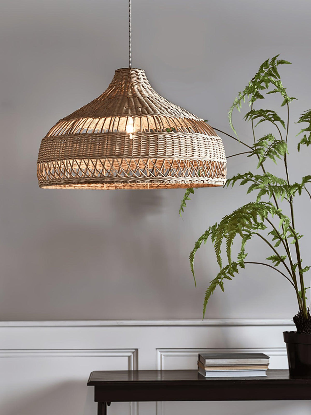Rattan Dome Pendant Light-Lighting > Pendant Lights-casanuva-casanuva