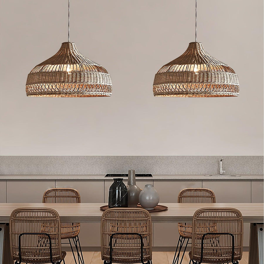 Rattan Dome Pendant Light-Lighting > Pendant Lights-casanuva-casanuva
