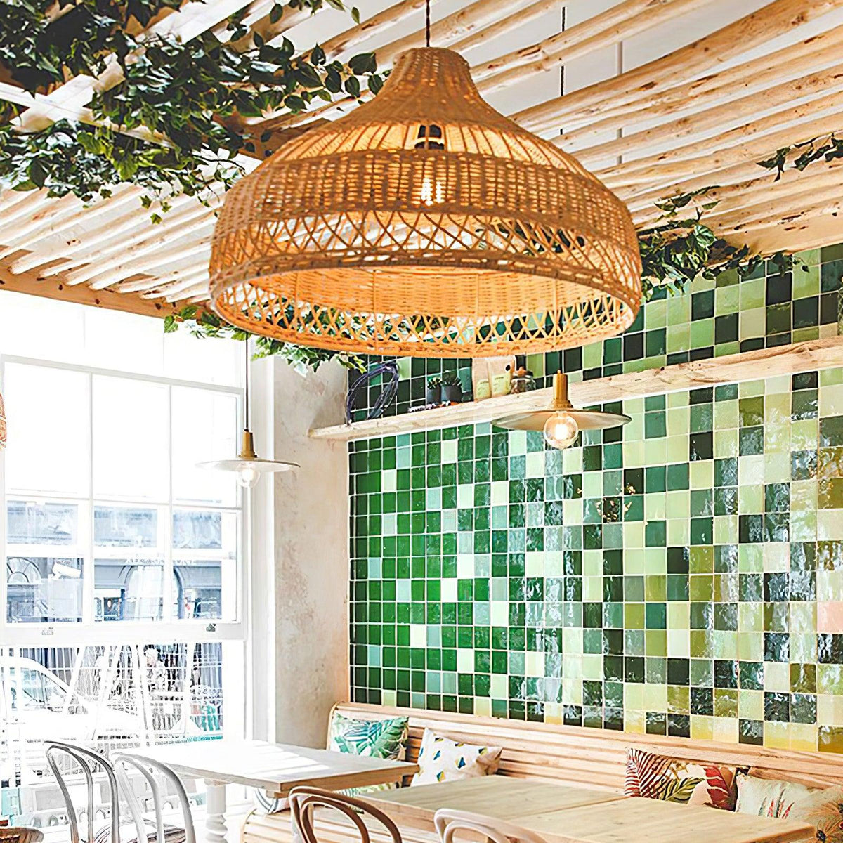 Rattan Dome Pendant Light-Lighting > Pendant Lights-casanuva-casanuva