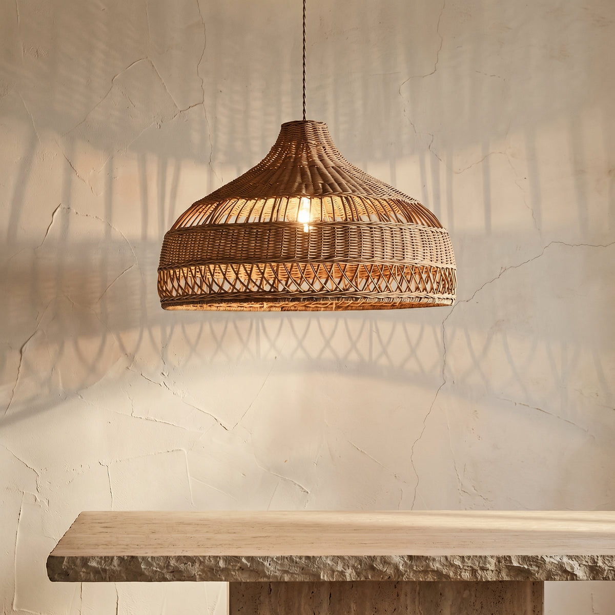 Rattan Dome Pendant Light-Lighting > Pendant Lights-casanuva-casanuva