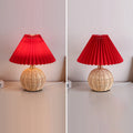 Rattan Fabric Pleated Conic Ball LED Table Lamp for Bedroom-Lighting > Table Lamps-casanuva-casanuva