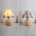 Rattan Fabric Pleated Conic Ball LED Table Lamp for Bedroom-Lighting > Table Lamps-casanuva-casanuva