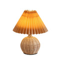 Rattan Fabric Pleated Conic Ball LED Table Lamp for Bedroom-Lighting > Table Lamps-casanuva-casanuva