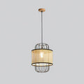 Rattan Pendant Lamp Natural Design-Lighting > Pendant Lights-casanuva-30cmx40cm-Natural rattan & Black-casanuva