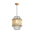 Rattan Pendant Lamp Natural Design-Lighting > Pendant Lights-casanuva-40cmx50cm-Natural rattan & Black-casanuva