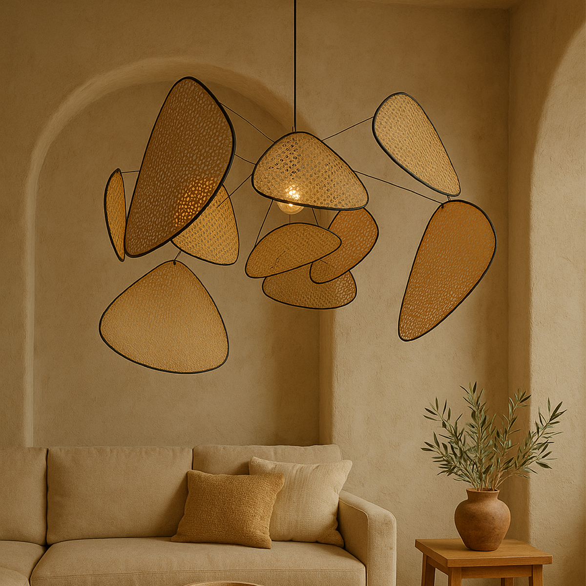 Rattan Pendant Lamp Natural Woven Light Fixture-Lighting > Pendant Lights-casanuva-casanuva