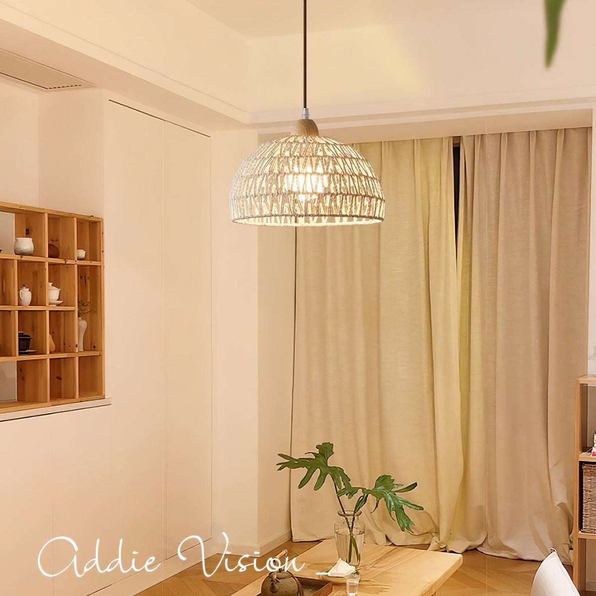 Rattan Pendant Light with Arch Design-Lighting > Pendant Lights-casanuva-casanuva