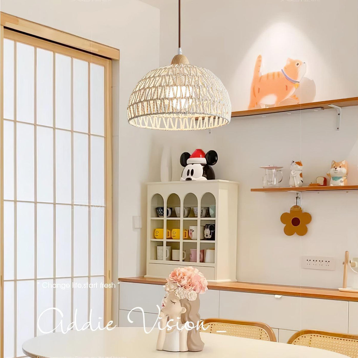 Rattan Pendant Light with Arch Design-Lighting > Pendant Lights-casanuva-casanuva