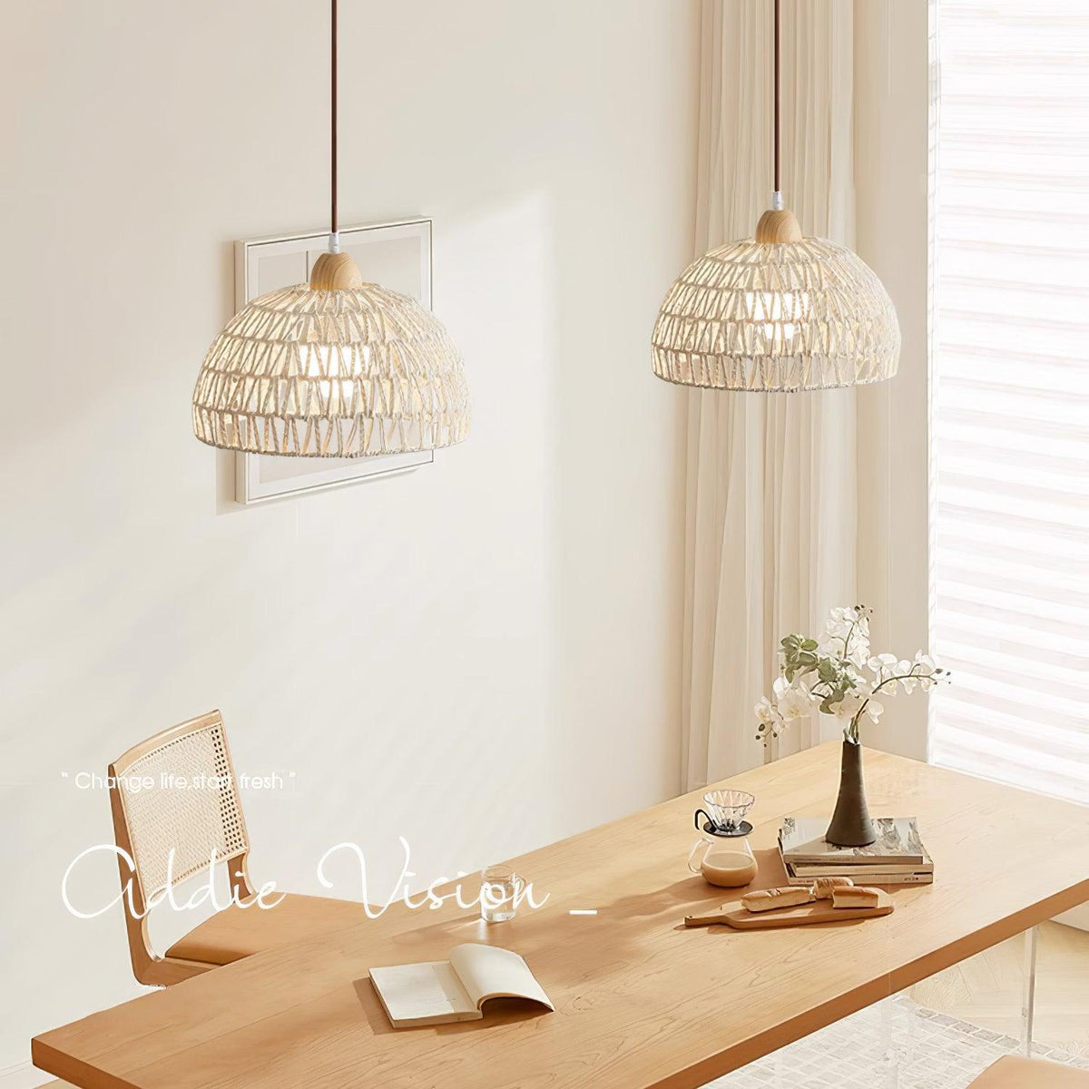 Rattan Pendant Light with Arch Design-Lighting > Pendant Lights-casanuva-casanuva