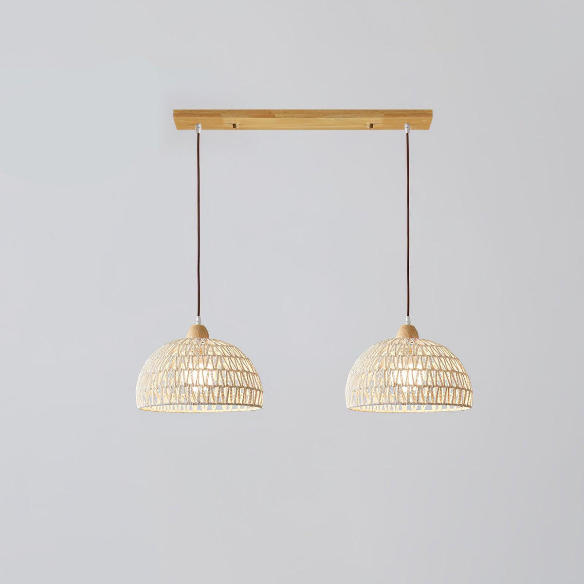 Rattan Pendant Light with Arch Design-Lighting > Pendant Lights-casanuva-2 heads 60cmx150cm-Natural rattan & Nature-casanuva