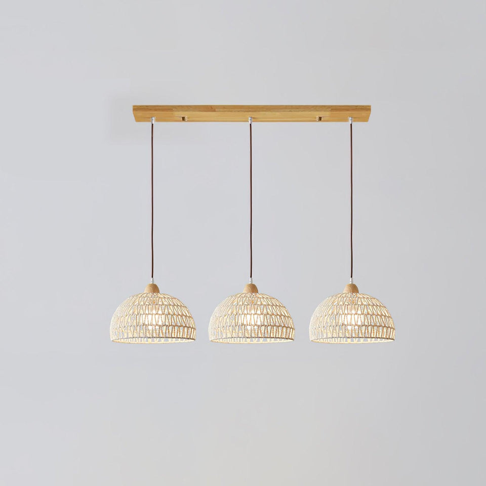 Rattan Pendant Light with Arch Design-Lighting > Pendant Lights-casanuva-3 heads 60cmx150cm-Natural rattan & Nature-casanuva