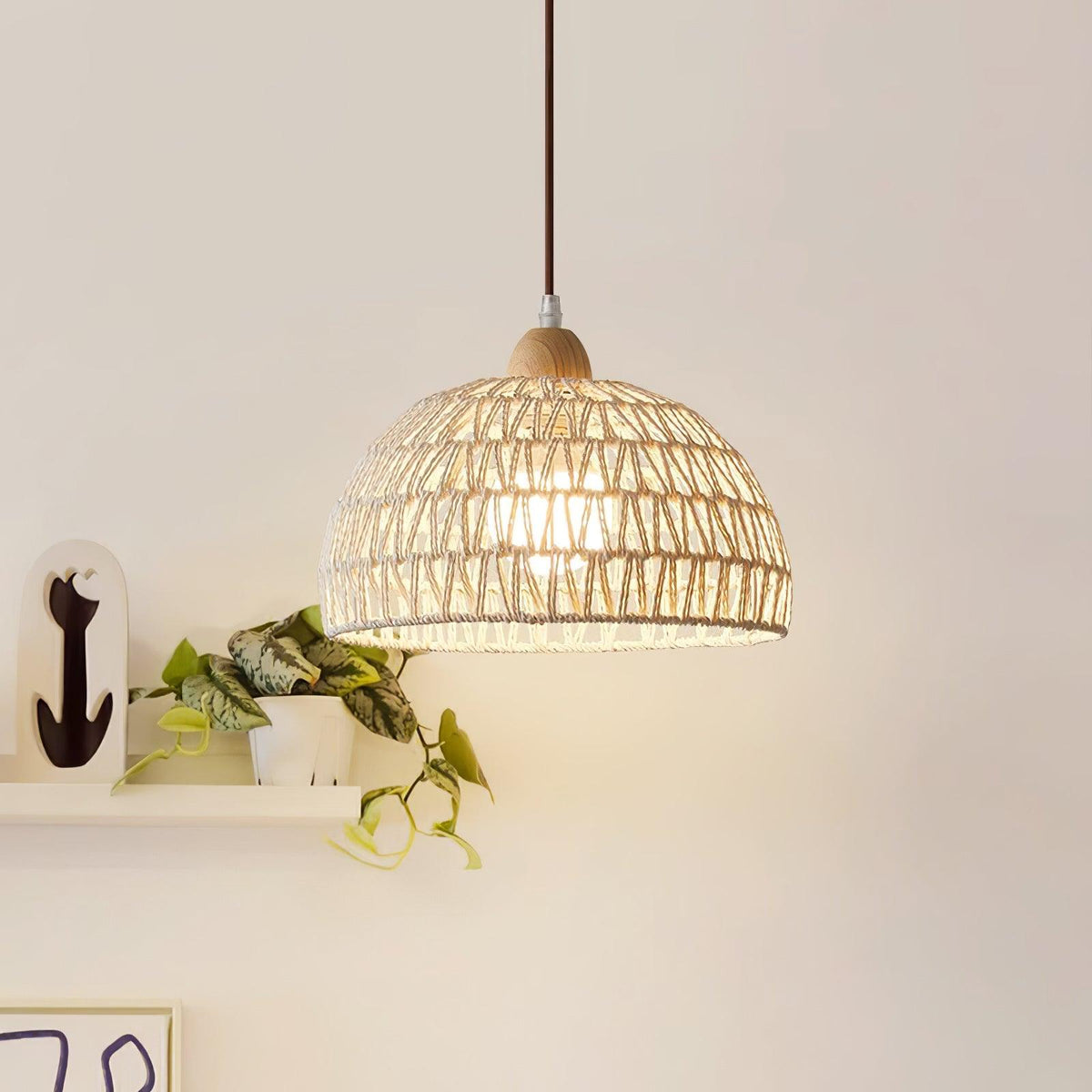 Rattan Pendant Light with Arch Design-Lighting > Pendant Lights-casanuva-casanuva