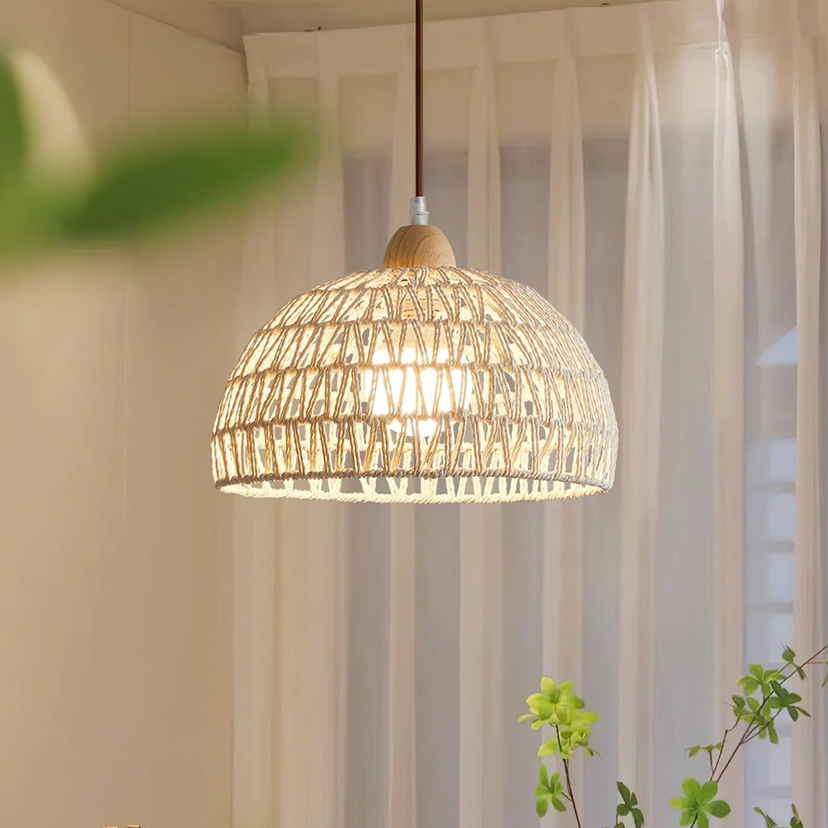 Rattan Pendant Light with Arch Design-Lighting > Pendant Lights-casanuva-casanuva