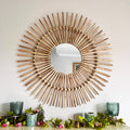 Rattan Wall Mirror 80cm Natural Finish-Home Decor > Decorative Accessories-casanuva-casanuva