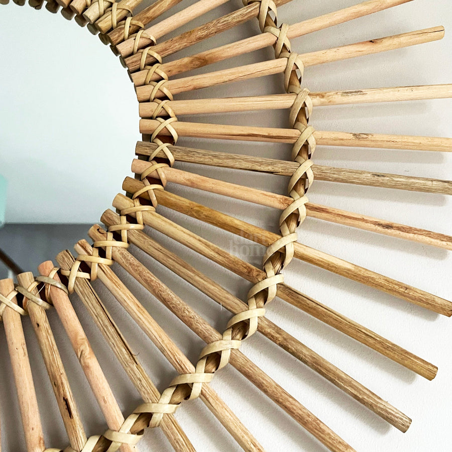 Rattan Wall Mirror 80cm Natural Finish-Home Decor > Decorative Accessories-casanuva-casanuva