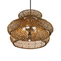 Rattan Weaving 3 Layer Chandelier for 4 or 6 Lights-Lighting > Chandeliers & Pendant Lights-casanuva-casanuva