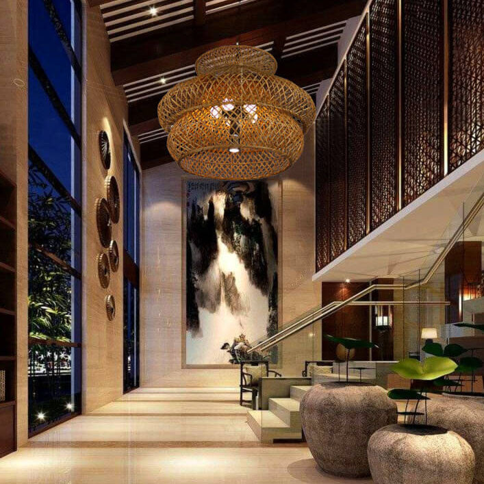 Rattan Weaving 3 Layer Chandelier for 4 or 6 Lights-Lighting > Chandeliers & Pendant Lights-casanuva-23.62"-220V-240V-casanuva