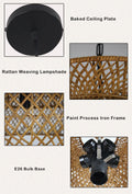 Rattan Weaving 3 Layer Chandelier for 4 or 6 Lights-Lighting > Chandeliers & Pendant Lights-casanuva-casanuva