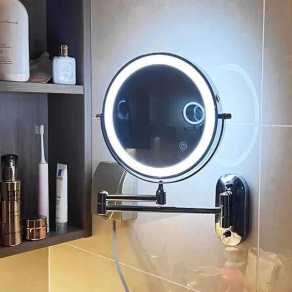 Rechargeable Black LED Makeup Mirror for Bathroom Use-Bedding & Bath > Bathroom Accessories-casanuva-casanuva