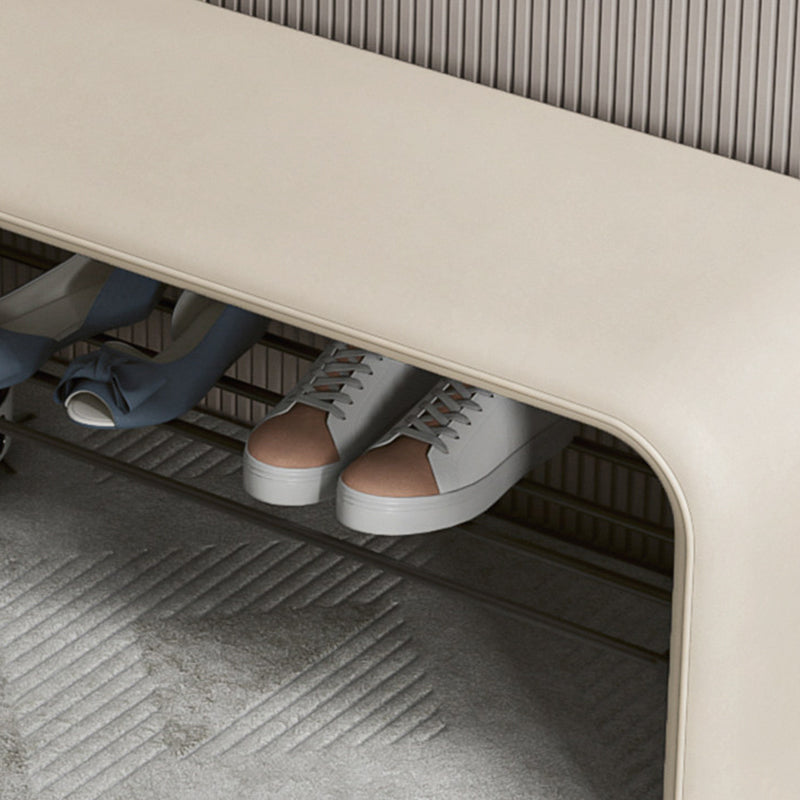 Rectangular 2-Tier Shoe Shelf Bench Eco-Friendly Synthetic Leather Carbon Steel for Entryway Storage-Furniture > Side Tables-casanuva-casanuva