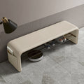 Rectangular 2-Tier Shoe Shelf Bench Eco-Friendly Synthetic Leather Carbon Steel for Entryway Storage-Furniture > Side Tables-casanuva-casanuva
