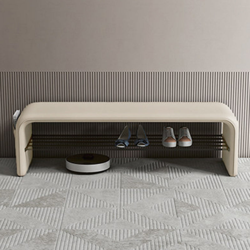Rectangular 2-Tier Shoe Shelf Bench Eco-Friendly Synthetic Leather Carbon Steel for Entryway Storage-Furniture > Side Tables-casanuva-casanuva
