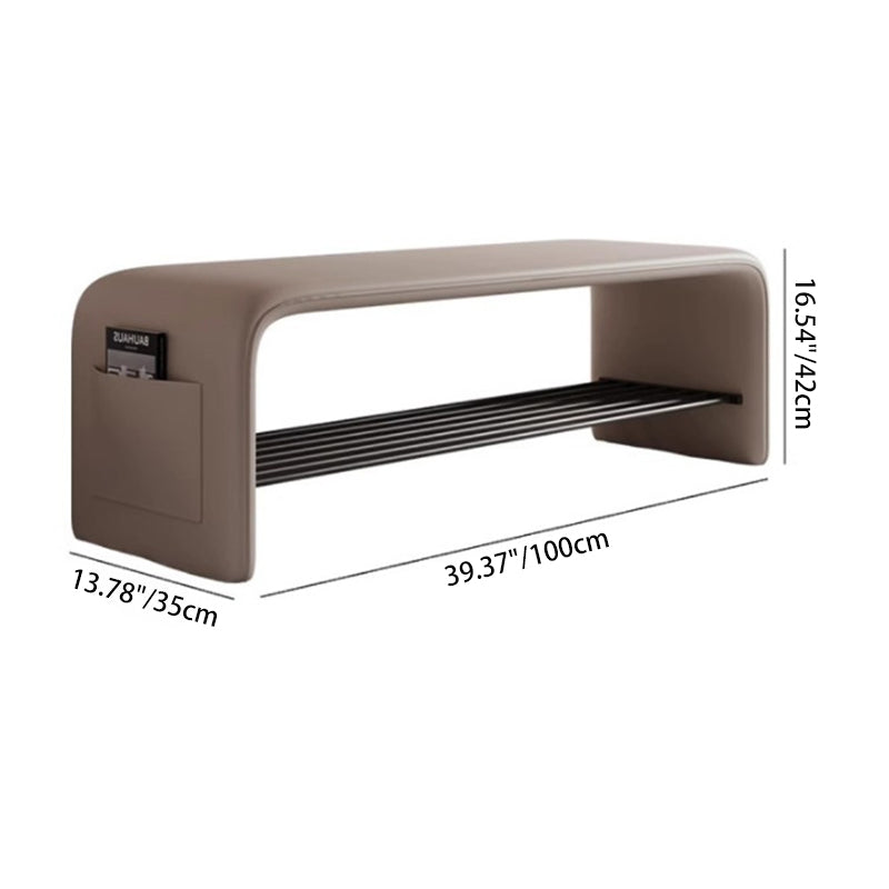 Rectangular 2-Tier Shoe Shelf Bench Eco-Friendly Synthetic Leather Carbon Steel for Entryway Storage-Furniture > Side Tables-casanuva-casanuva