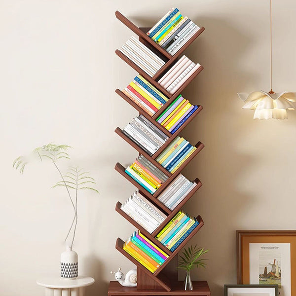 Rectangular Solid Wood Eco-Friendly Bookshelf 6/8/10/12 Tier for Home Office-Furniture > Bookshelves-casanuva-casanuva