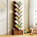 Rectangular Solid Wood Eco-Friendly Bookshelf 6/8/10/12 Tier for Home Office-Furniture > Bookshelves-casanuva-Extra Large-Walnut Color-casanuva