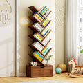 Rectangular Solid Wood Eco-Friendly Bookshelf 6/8/10/12 Tier for Home Office-Furniture > Bookshelves-casanuva-Large-Walnut Color-casanuva