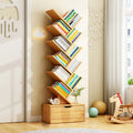 Rectangular Solid Wood Eco-Friendly Bookshelf 6/8/10/12 Tier for Home Office-Furniture > Bookshelves-casanuva-Large-Wood Color-casanuva