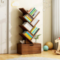 Rectangular Solid Wood Eco-Friendly Bookshelf 6/8/10/12 Tier for Home Office-Furniture > Bookshelves-casanuva-Small-Walnut Color-casanuva