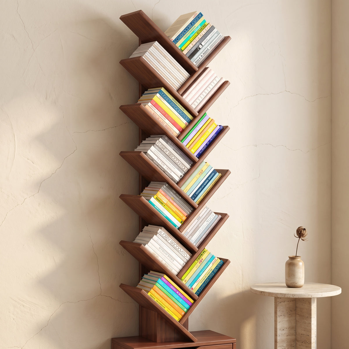 Rectangular Solid Wood Eco-Friendly Bookshelf 6/8/10/12 Tier for Home Office-Furniture > Bookshelves-casanuva-casanuva