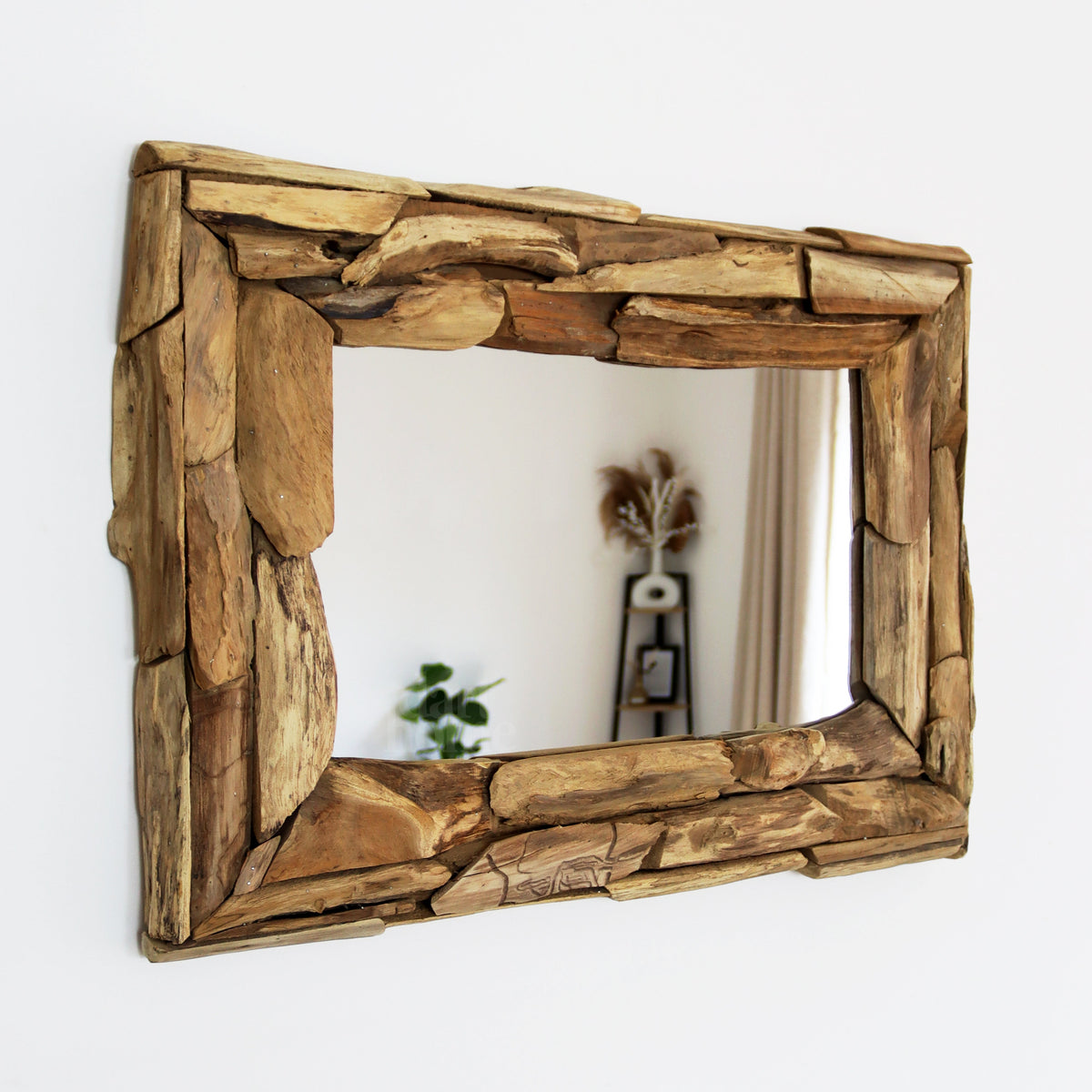Rectangular Wall Mirror Recycled Teak Wood-Home Decor > Decorative Accessories-casanuva-casanuva