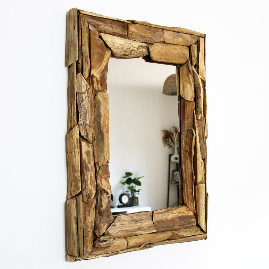 Rectangular Wall Mirror Recycled Teak Wood-Home Decor > Decorative Accessories-casanuva-casanuva