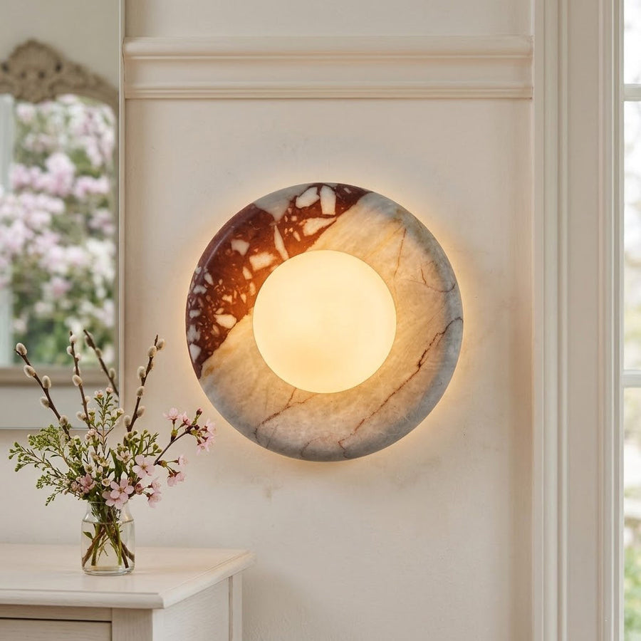 Red Marble Wall Sconce-Lighting > Wall Lights-casanuva-casanuva