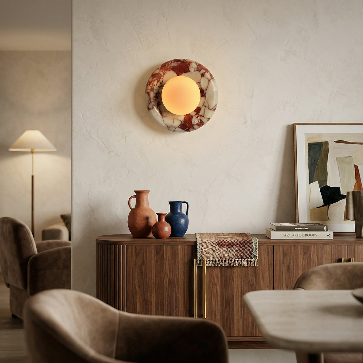 Red Marble Wall Sconce-Lighting > Wall Lights-casanuva-casanuva