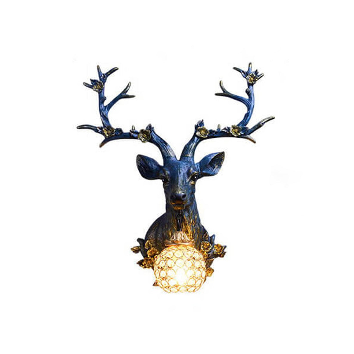 Resin Deer Head Wall Sconce Lamp 1-Light Retro Design-Lighting > Wall Lights-casanuva-casanuva