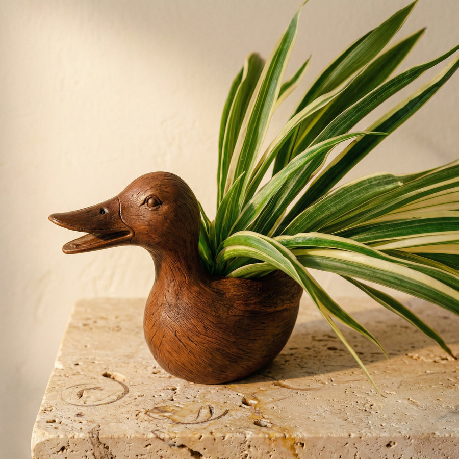Resin Duck Plant Pot Handcrafted Decorative Planter for Balcony Garden-Home Decor > Decorative Accessories-casanuva-casanuva
