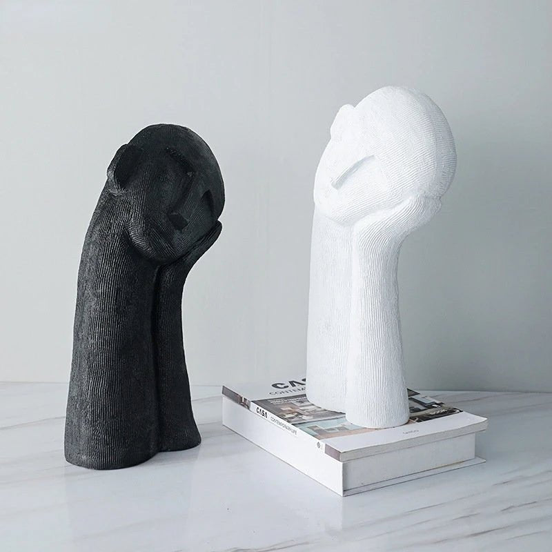 Resin Face Sculpture-Home Decor > Sculptures & Figurines-casanuva-Black-casanuva
